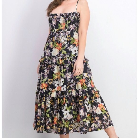 INC International Concepts Dresses & Skirts - NWT INC Smocked Floral Print Maxi Dress, Black Regal Blossom Dress